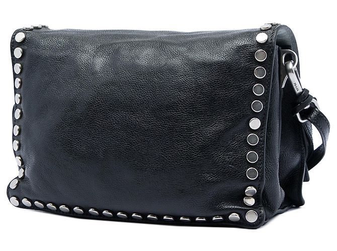 Prada Glace Calf Studded Etiquette Klappentasche Schwarz - Ansicht 2