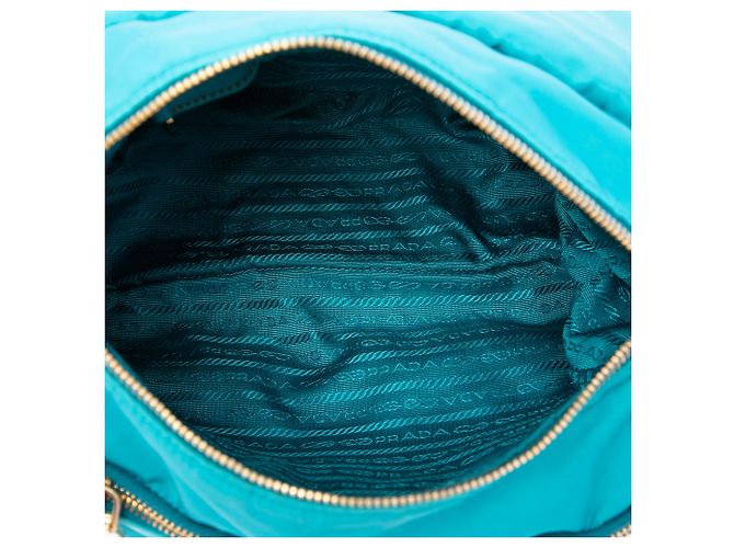 Bolsa Messenger Prada em Tessuto azul com acabamento em Saffiano, fecho de correr e fivela dupla - vista 4