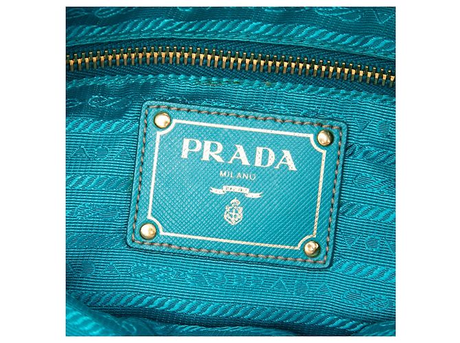 Bolsa Messenger Prada em Tessuto azul com acabamento em Saffiano, fecho de correr e fivela dupla - vista 5