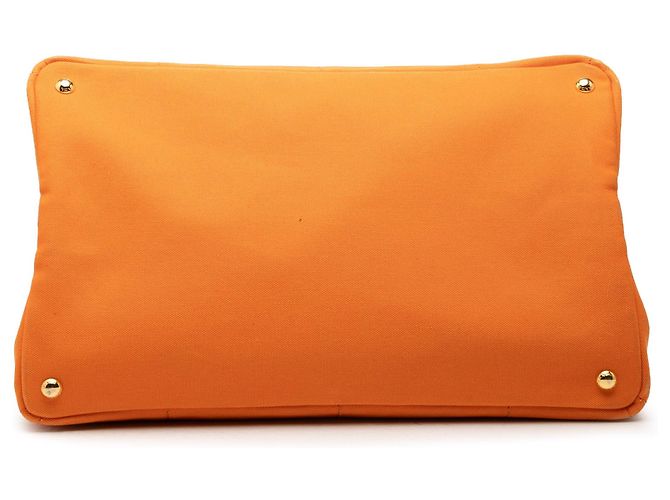 Prada Large Canvas Canapa Logo Tote Satchel Orange - Ansicht 3
