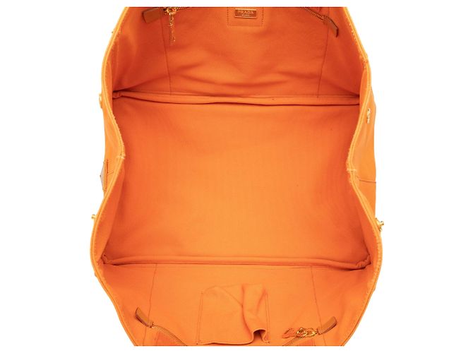 Prada Large Canvas Canapa Logo Tote Satchel Orange - Ansicht 4