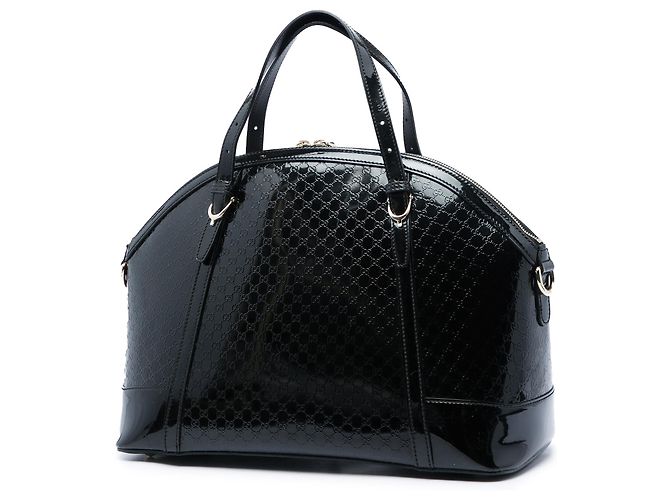Borsa Dome Nice Large Microguccissima in pelle verniciata nera Gucci Nero - vista 2