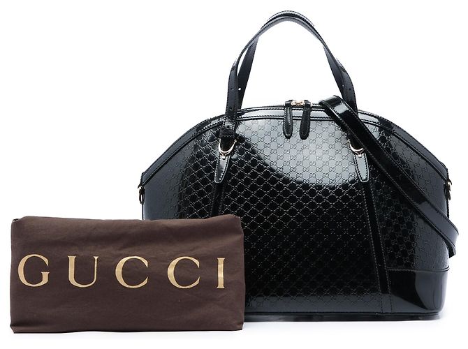 Borsa Dome Nice Large Microguccissima in pelle verniciata nera Gucci Nero - vista 6