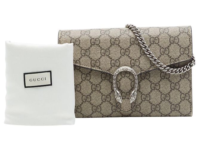 Borsa a tracolla Gucci GG Supreme Dionysus Wallet on Chain Beige - vista 7