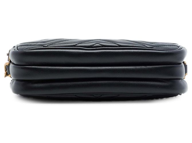 Borsa a tracolla Gucci Mini GG Marmont in pelle matelassé nera con tripla zip Nero - vista 3