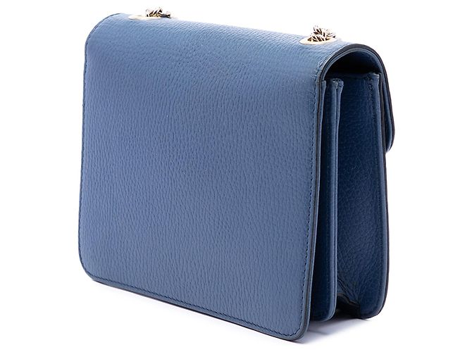 Borsa a tracolla Gucci Small Dollar in pelle di vitello blu con G intrecciate - vista 2