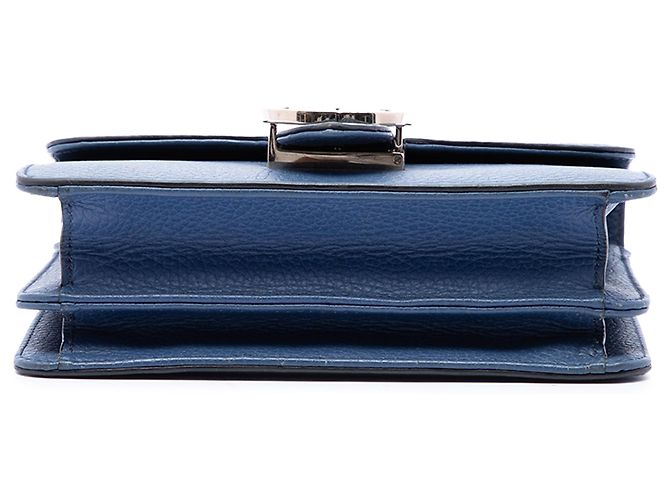 Borsa a tracolla Gucci Small Dollar in pelle di vitello blu con G intrecciate - vista 3