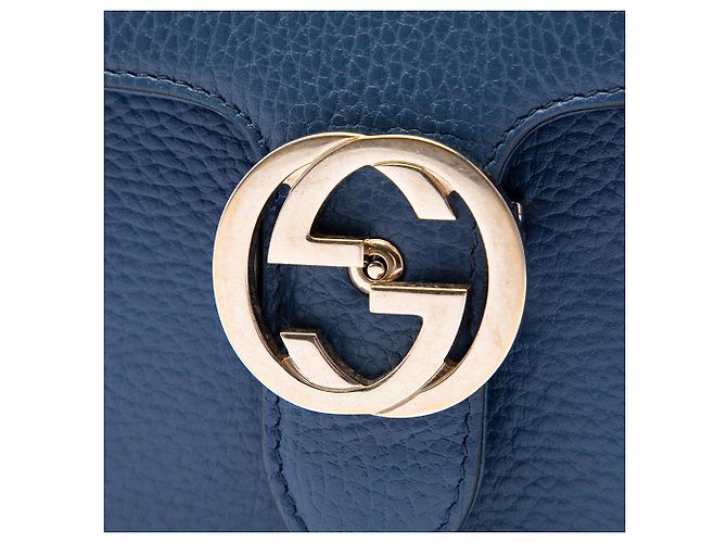 Borsa a tracolla Gucci Small Dollar in pelle di vitello blu con G intrecciate - vista 5