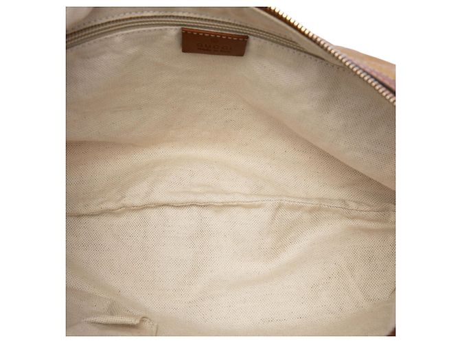 Borsa a tracolla Gucci GG in nylon marrone con banda Web - vista 4