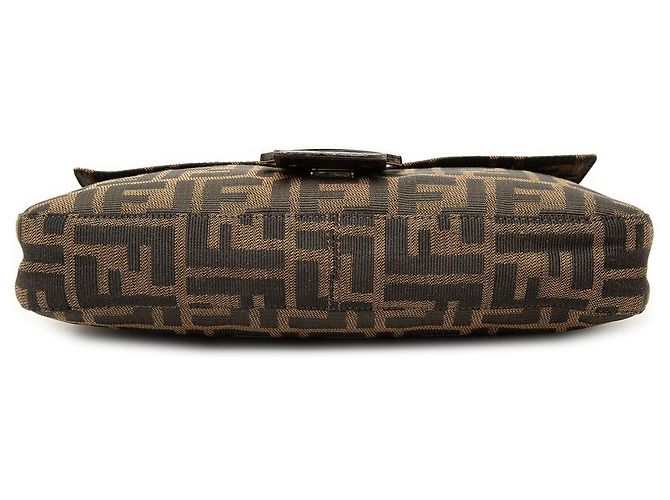 Borsa a spalla Baguette Fendi Zucca Canvas Marrone - vista 3