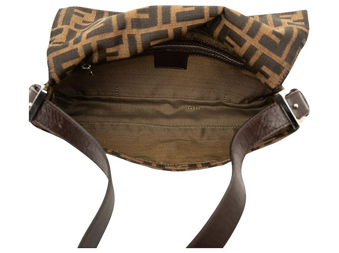 Borsa a spalla Baguette Fendi Zucca Canvas Marrone - vista 4