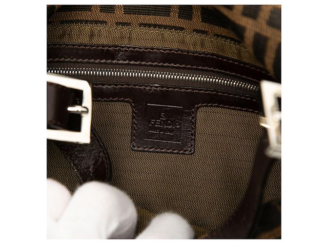 Borsa a spalla Baguette Fendi Zucca Canvas Marrone - vista 5