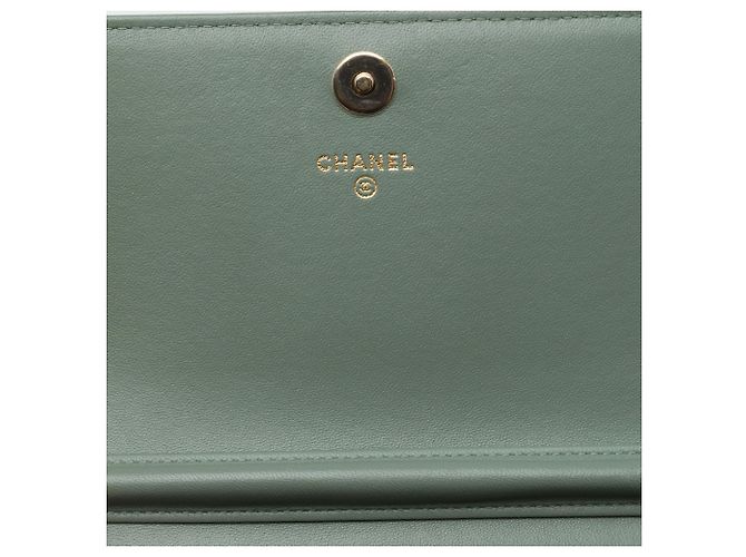 Borsa a tracolla Chanel CC Square Quilted Lambskin Wallet on Chain Verde - vista 5