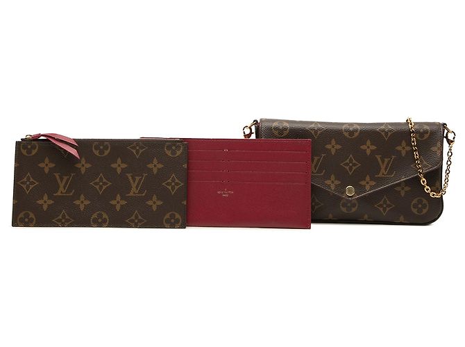 Borsa a tracolla Louis Vuitton Monogram Pochette Felicie Marrone - vista 7