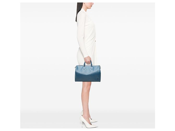 Borsa Boston Louis Vuitton Epi Speedy 35 Blu - vista 7