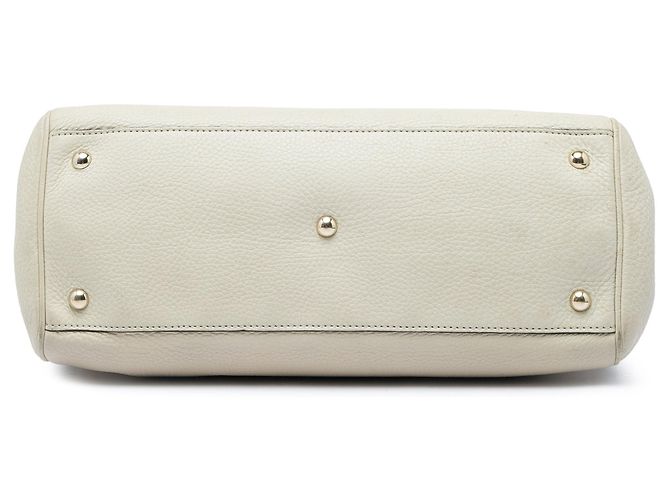Bamboo Bolsa Shopper Satchel Gucci Medium em couro de bezerro branco com bambu - vista 3
