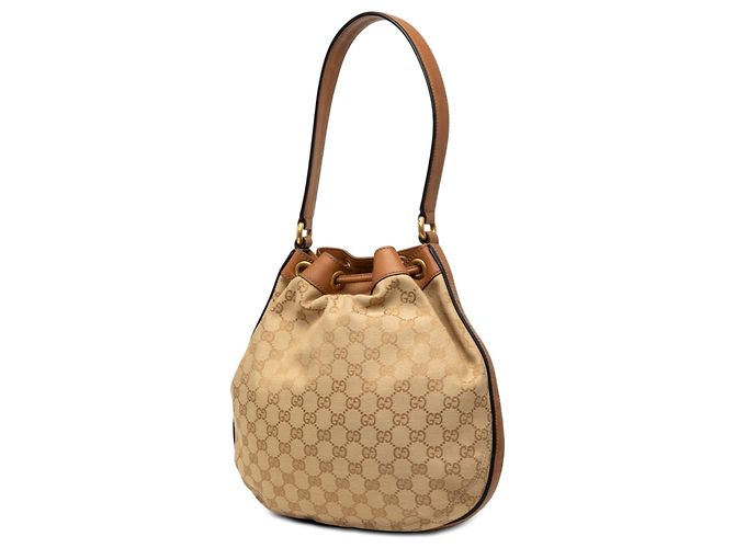 Beige Gucci GG Canvas Web Rania Drawstring Hobo - view 2