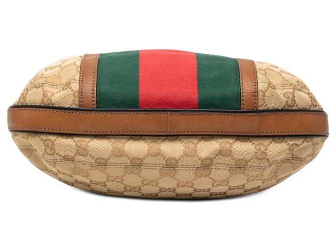 Beige Gucci GG Canvas Web Rania Drawstring Hobo - view 3