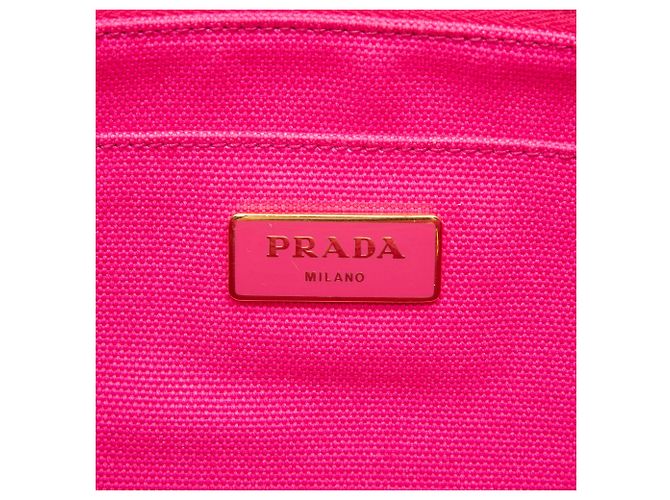 Bolsa Tote Prada Canvas Canapa Logo Rosa - vista 5
