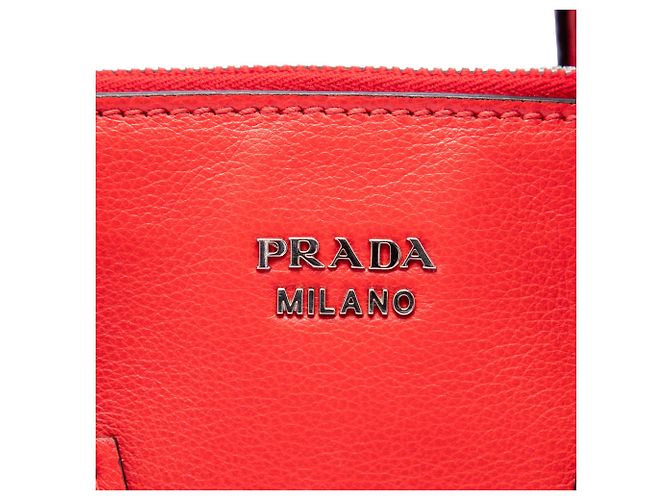 Borsa Satchel Prada Small Glace Calf Twin Pocket Rossa Rosso - vista 5