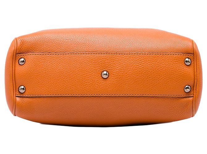 Bamboo Bolsa Gucci Small Shopper Satchel em couro de bezerro laranja com bambu - vista 3