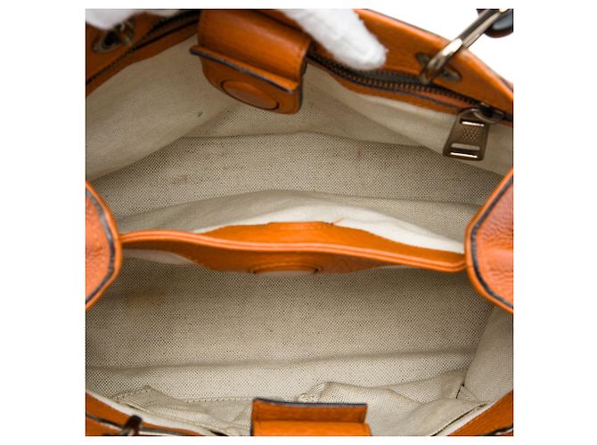 Bamboo Bolsa Gucci Small Shopper Satchel em couro de bezerro laranja com bambu - vista 4