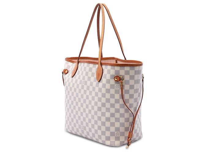Borsa Tote Louis Vuitton Damier Azur Neverfull MM bianca Bianco - vista 2