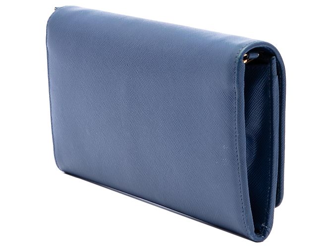 Borsa a tracolla Prada Saffiano Wallet On Chain Blu - vista 2