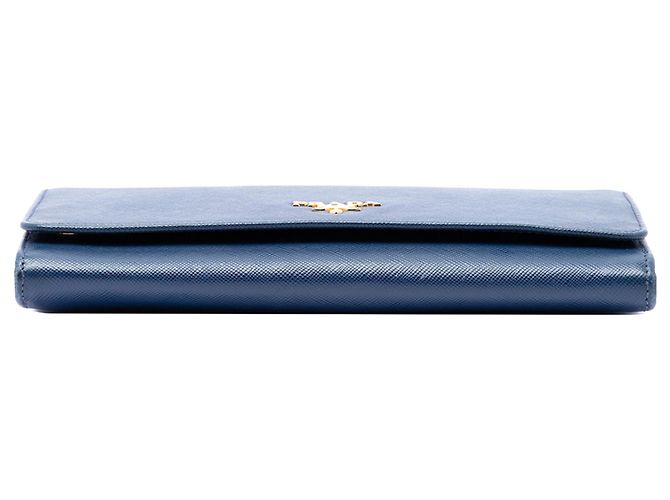 Borsa a tracolla Prada Saffiano Wallet On Chain Blu - vista 3