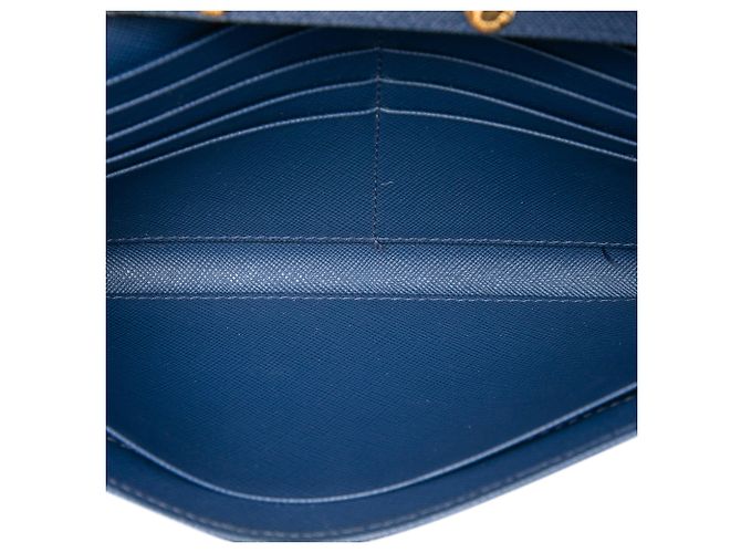 Borsa a tracolla Prada Saffiano Wallet On Chain Blu - vista 4