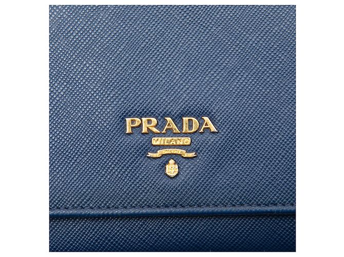 Borsa a tracolla Prada Saffiano Wallet On Chain Blu - vista 5