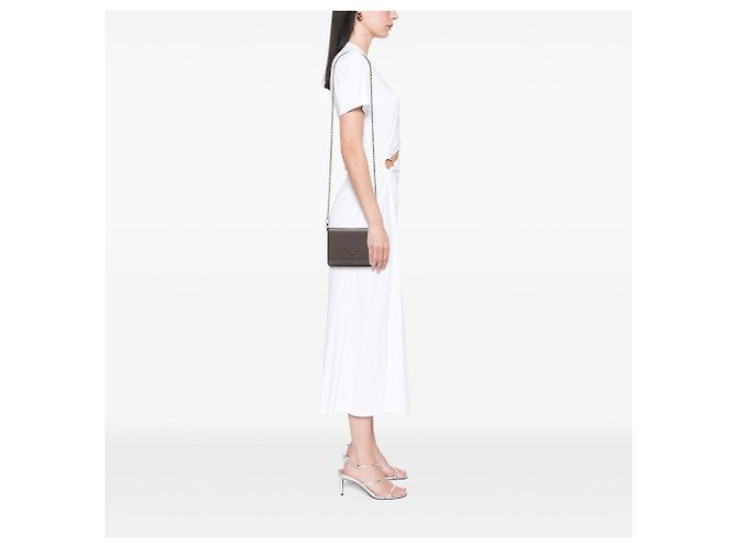 Bolsa Tiracolo Bottega Veneta Bicolor Nappa Wallet on Chain Castanha Marrom - vista 5