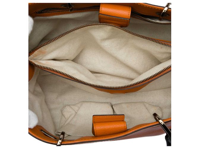 Borsa Gucci Medium Bamboo Shopper in pelle di vitello arancione - vista 4