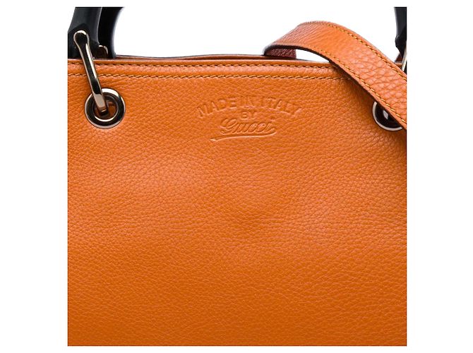 Borsa Gucci Medium Bamboo Shopper in pelle di vitello arancione - vista 5
