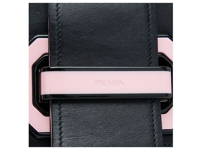 Borsa a tracolla Prada City Calf Plex Ribbon nera Nero - vista 5