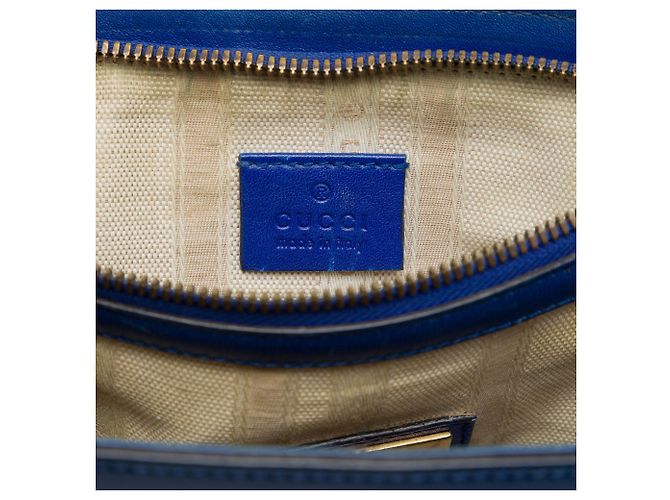 Borsa Satchel Gucci Bright Bit in vernice blu - vista 5