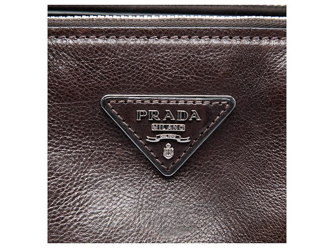 Double Bolsa Prada Glace Calf de Alça Dupla e Bolso Duplo, Castanho Marrom - vista 5