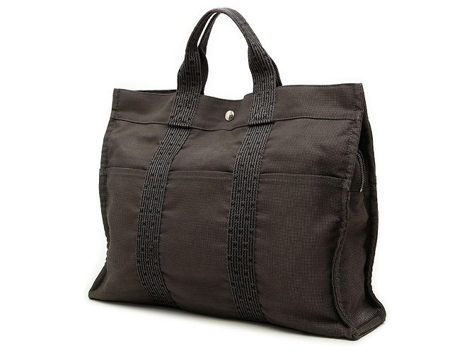 Hermès Herline MM Tote Bag aus Canvas grau - Ansicht 2