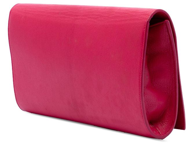 Autre Marque Clutch Belle De Jour Large in pelle monogram rosa Saint Laurent - vista 2