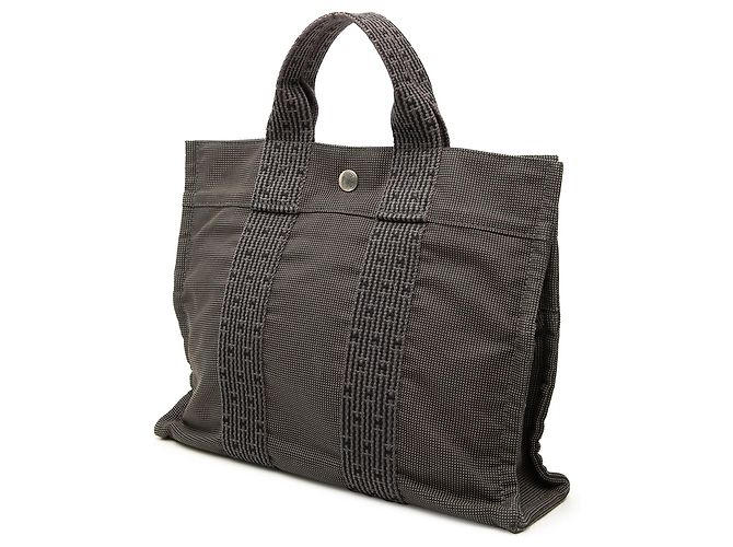 Hermès Herline PM Tote Bag aus Canvas Grau - Ansicht 2
