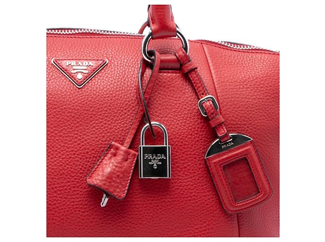 Borsa a mano Prada Vitello Daino con doppio manico rossa Rosso - vista 6