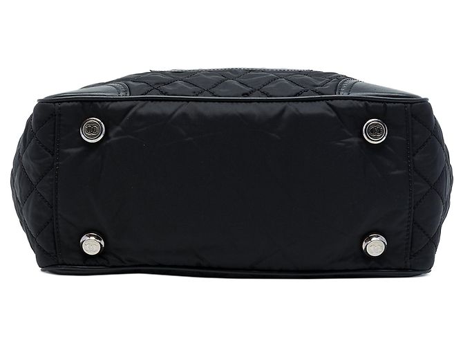 Borsa tote in nylon trapuntato Chanel Paris New York nera Nero - vista 3