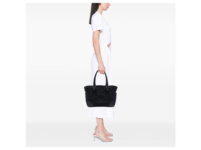 Borsa tote in nylon trapuntato Chanel Paris New York nera Nero - vista 6