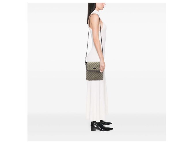 Borsa a Tracolla Gucci GG Supreme Beige - vista 5