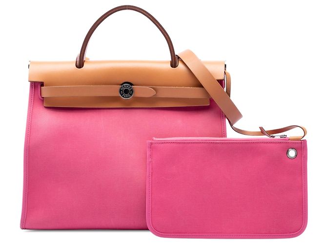 Borsa Hermès Toile Herbag Zip 31 Rosa - vista 7