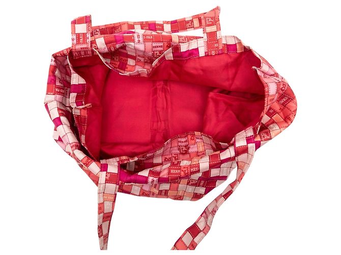 Borsa Red Hermès Bolduc Au Carre Silk Marwari Le Sac Silky Pop Tote Rosso - vista 4