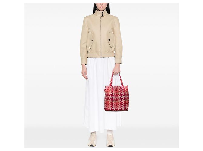 Borsa Red Hermès Bolduc Au Carre Silk Marwari Le Sac Silky Pop Tote Rosso - vista 9