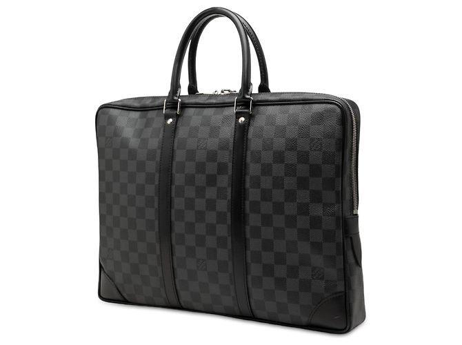 Borsa da Lavoro Louis Vuitton Damier Graphite Porte Documents Voyage PM Nera Nero - vista 2