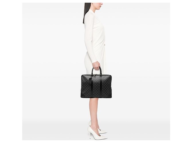 Borsa da Lavoro Louis Vuitton Damier Graphite Porte Documents Voyage PM Nera Nero - vista 6