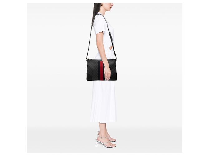 Borsa a tracolla Gucci GG Supreme Web nera Nero - vista 6